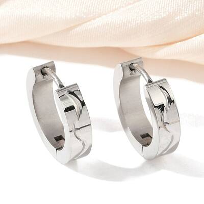304 Stainless Steel Polishing Effect Hoop Earrings