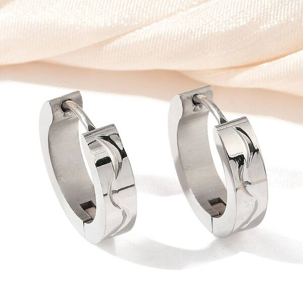 304 Stainless Steel Polishing Effect Hoop Earrings