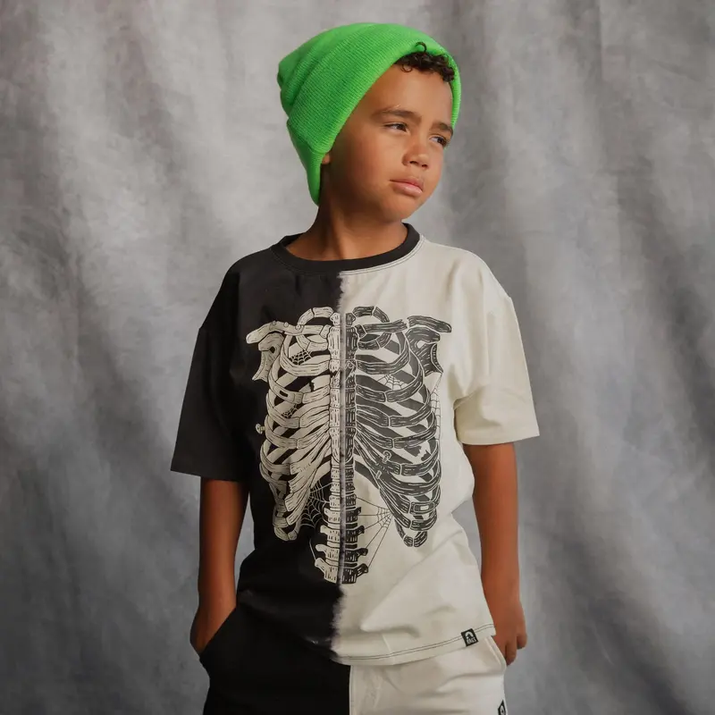 Short Sleeve Tee - 'Skelly' - Black & White - Skeleton Print Shirt