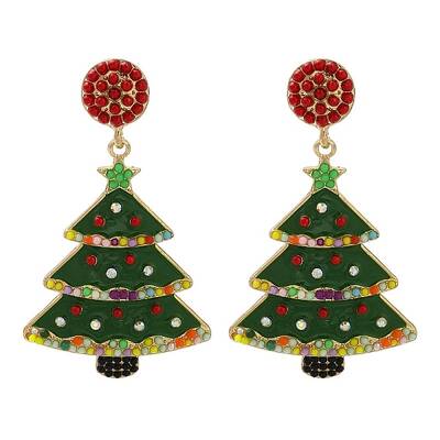 Christmas Alloy Plastic Bead Stud Earrings for Women