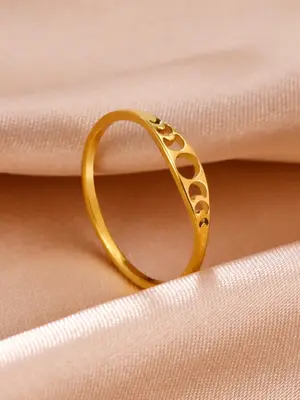 Women's Simple Sun & Moon Hollow Out Stainless Steel Ring, Fashion Accessories For Women, Girl's Temperament All-match Jewelr...