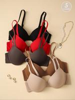 Women's Solid Adjustable Strap Push Up Bra, Soft Comfortable Breathable Underwire Bra, Elegant Bras for Women, Women's Linger...