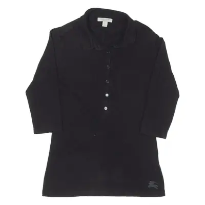 BURBERRY Polo Shirt Black 3/4 Sleeve Womens XS