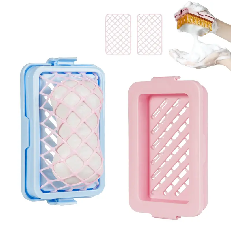 PRUNUS S01 High Elastic Mesh Soap Boxes, Net Foaming Soap Dish, Multifunctional Soap Holder, Portable Soap Bar Case for Home ...