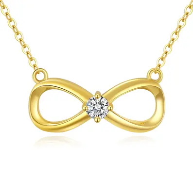 14K Gold 3.5 mm Moissanite Infinity Symbol Pendant Necklace