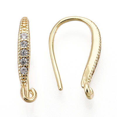 Brass Micro Pave Clear Cubic Zirconia Earring Hooks