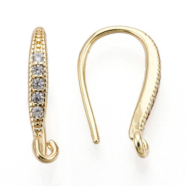 Brass Micro Pave Clear Cubic Zirconia Earring Hooks