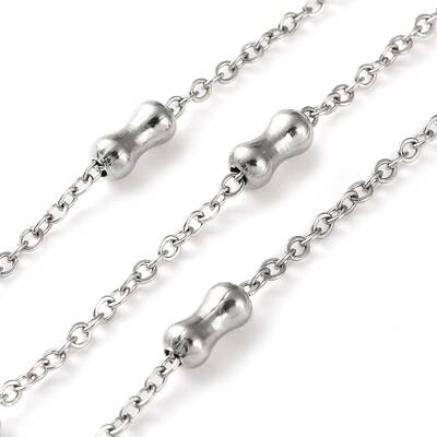 304 Stainless Steel Cable Chains with Beads