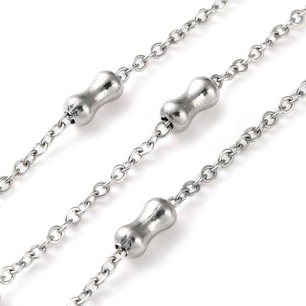 304 Stainless Steel Cable Chains with Beads
