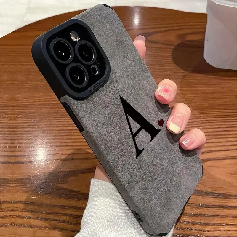 Premium Alphabet A Pattern Phone Case with Camera Lens Protector, Full Body Shockproof Mobile Phone Case, Phone Accessories P...