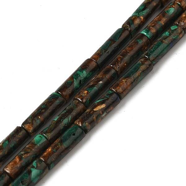 Assembled Synthetic Malachite & Natural Bronzite Beads Strands