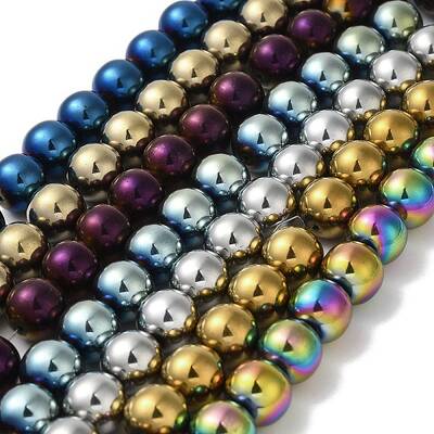 Electroplated Synthetic Magnetic Hematite Beads Strands