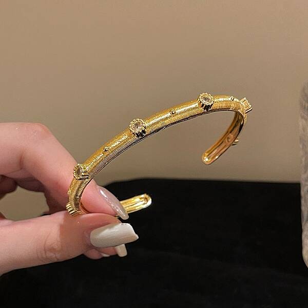 Alloy Rhinestone Cuff Bangles for Women