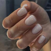 24Pcs Minimalist Short Square False Nail Solid White Color Press on Nails Wearable Reusable Fake Nails Tips for Women Girls