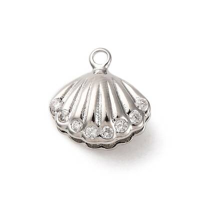 Brass Micro Pave Clear Cubic Zirconia Charms