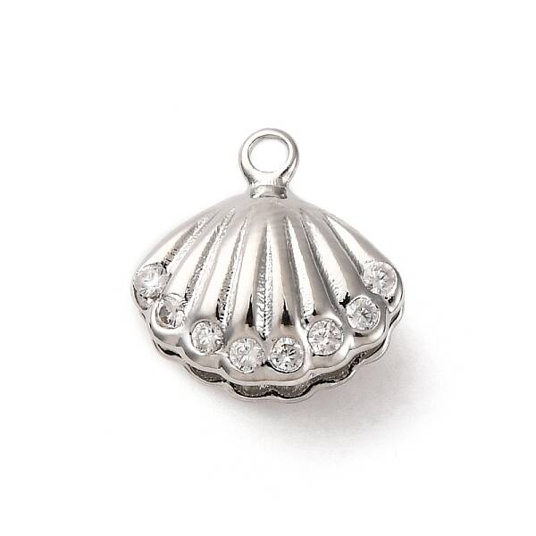 Brass Micro Pave Clear Cubic Zirconia Charms