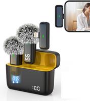 2 Pcs Wireless Lavalier Microphone for iPhone iPad, Android with Charging Case - 7H Clip on Lapel Microphone Wireless for Vid...