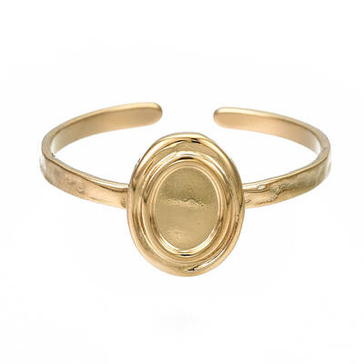 304 Stainless Steel Open Cuff Finger Ring Cabochon Settings