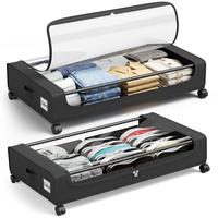 2-Pack Under Bed Storage Boxes, Silent Wheels,Clear Lids - Rolling Drawers & Bins for Clothes,Shoes, Toys for Apartments/Dorm...