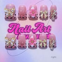 Delicate Acrylic Nail Set with 10 Fingers, Y2K Style Almond Shape, Handmade with 3 Sizes, Ideal Gift for Girls