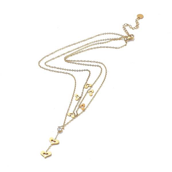 Golden 304 Stainless Steel Cable Chains Double Layer Necklace