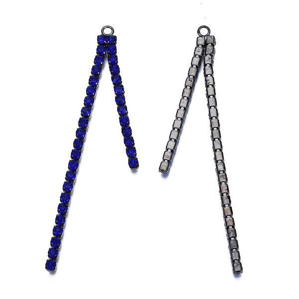 Rack Plated Brass Pave Rhinestone Chain Tassel Shape Big Pendants
