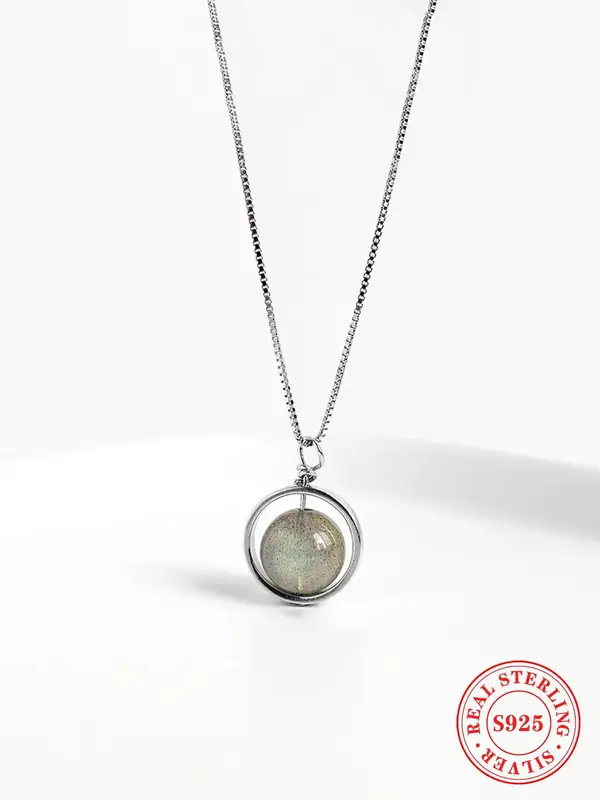 S925 Sterling Silver Moonstone Decor Pendant Necklace for Women, Fashion Jewelry for Party, Daily  Decor, Trendy All-match & ...