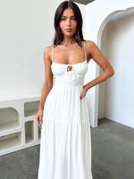 Women's Plain Backless Cami Dress, Casual Sleeveless Long Dress for Summer, Women's Clothing for Beach Holiday, Womenswear, C...