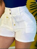 Women's Solid Color High Waist Shorts, Casual Fashion Zipper Back Shorts for Daily Outdoor Wear, Ladies Bottoms for Summer, W...