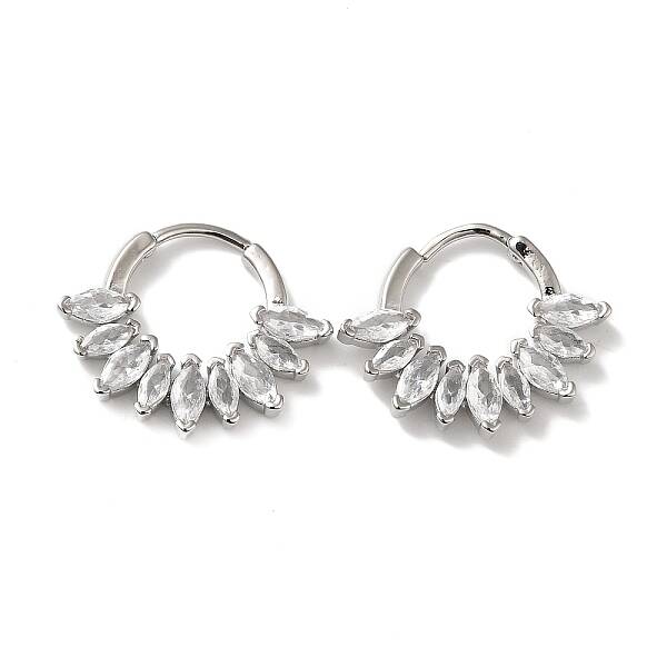 Cubic Zirconia Horse Eye Hoop Earrings