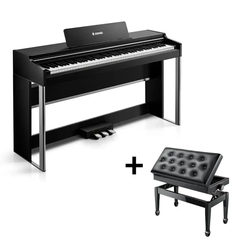 Donner DDP-200PRO Digital Piano with Touchscreen - Black / Piano+Adjustable Height Bench