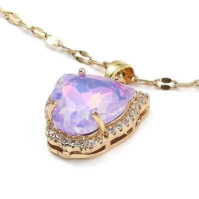 Tiger Head Light Gold Brass Micro Pave Cubic Zirconia Pendant Necklaces