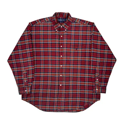 Ralph Lauren Oversized Flannel Shirt - Large Red Cotton