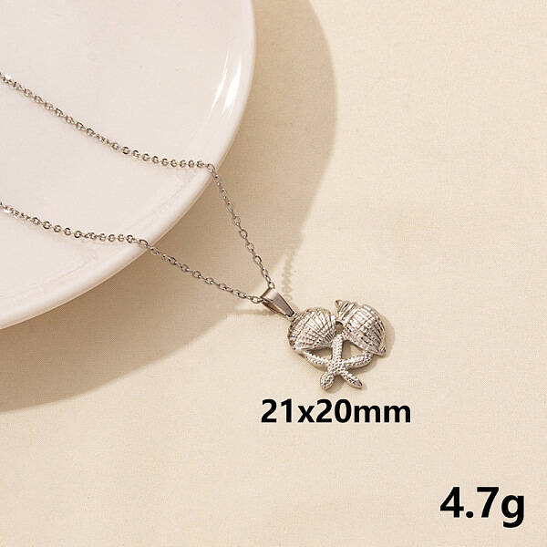 Stainless Steel Shell Pendant Necklaces for Women