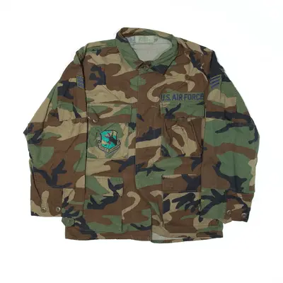 TERRY MANUFACTURING US Army Woodland Combat Shirt Green Camouflage Long Sleeve Mens S