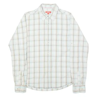 KICKERS Mens Shirt Blue Check Long Sleeve L