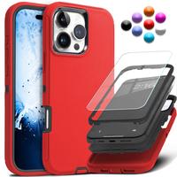For Apple iPhone Case For iPhone 15 14 Plus 13 12 11 Pro Max Shockproof Rugged Heavy Duty Triple Layers Cover - Free Screen P...