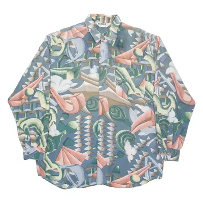 SCHILD Mens Shirt Grey Crazy Pattern Long Sleeve XL