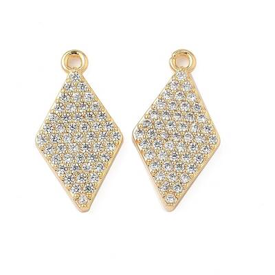 Brass Micro Pave Clear Cubic Zirconia Pendants