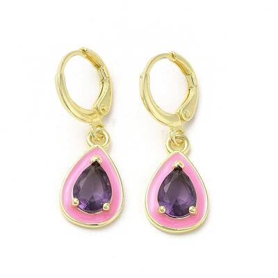 Teardrop Real 18K Gold Plated Brass Dangle Leverback Earrings