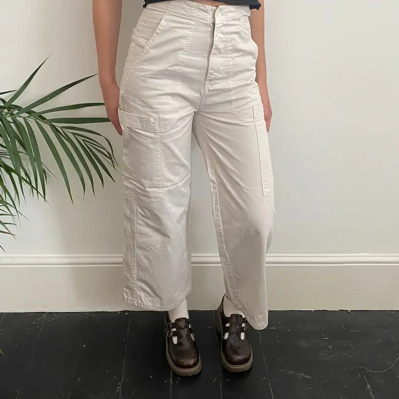 Unbranded Cargo Trousers - 26W UK 8 Cream Cotton