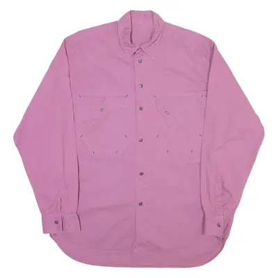 Mens Plain Shirt Pink 90s Long Sleeve XL