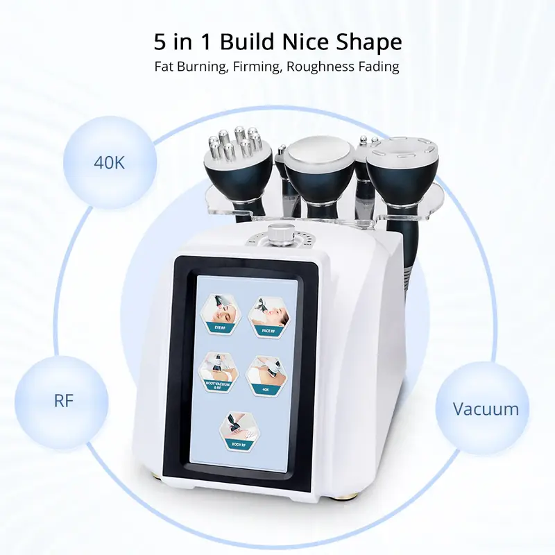 UNOISETION 5 in 1 Ultrasonic 40K Cavitation RF Body Slimming Face Lightening Beauty Machine for Spa Salon Studio Home Use | M...