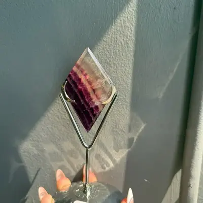 Natural Fluorite Crystal on Display Stand, 5–7 in - Sapphire & Sage