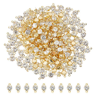 200Pcs Brass Pave Clear Cubic Zirconia Connector Charms