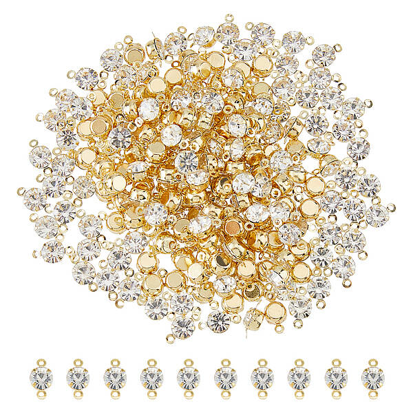 200Pcs Brass Pave Clear Cubic Zirconia Connector Charms