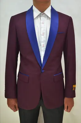 Dinner Jacket - Burgundy/Navy - Mens Wholesale Blazers