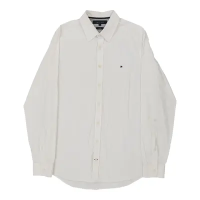 Tommy Hilfiger Slim Fit Shirt - Large White Cotton