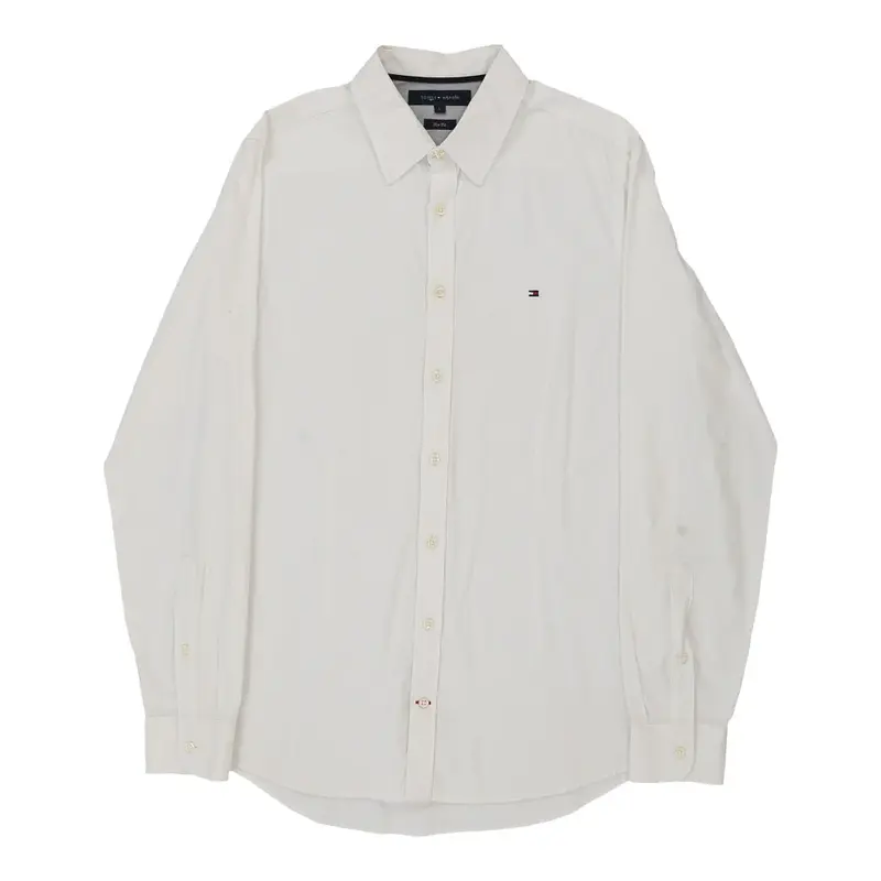 Tommy Hilfiger Slim Fit Shirt - Large White Cotton