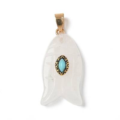 Natural Quartz Crystal & Synthetic Turquoise Carved Pendants